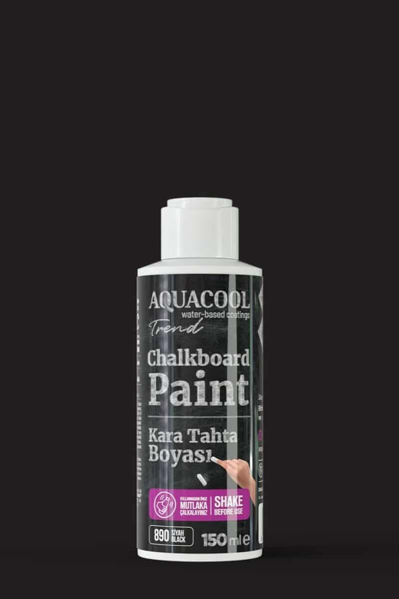 Aquacool Trend Kara Tahta Boyası – Su Bazlı Tebeşirle Yazılabilir Boya - 890 Siyah 150ml