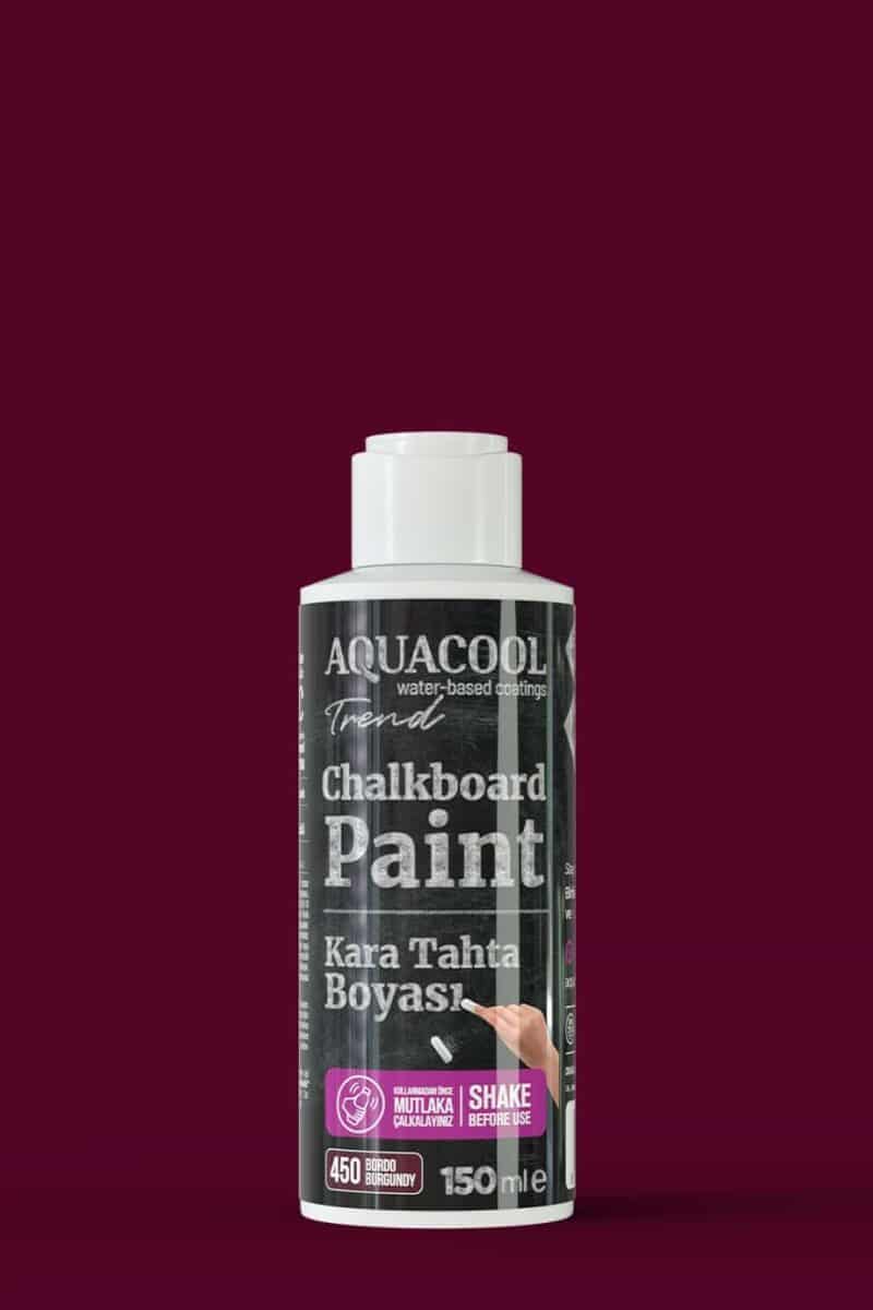 Aquacool Trend Kara Tahta Boyası – Su Bazlı Tebeşirle Yazılabilir Boya – 450 Bordo 150ml
