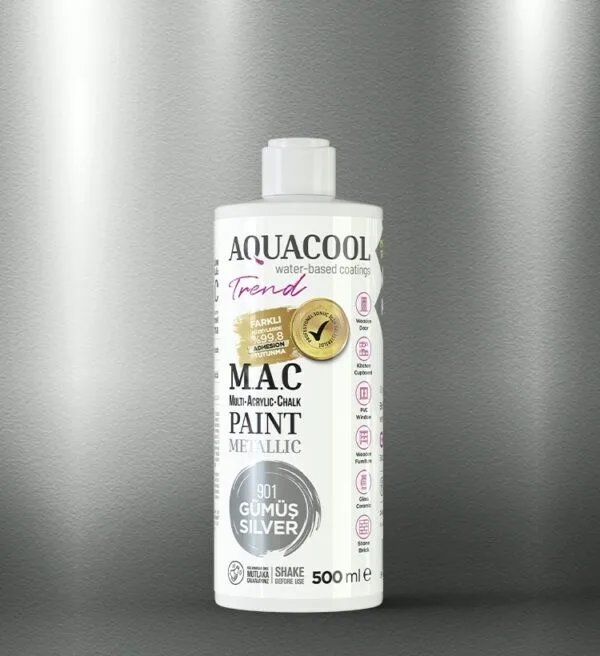 Aquacool Trend MAC boya metalik 901 Gümüş 500ml