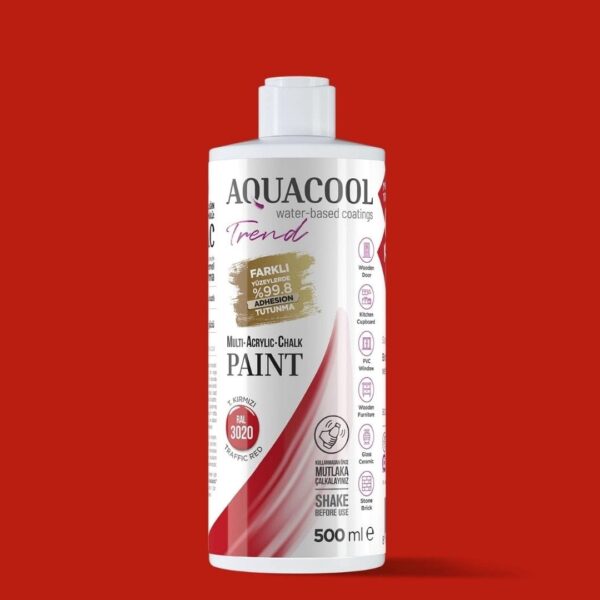 Su Bazlı Aquacool Trend MAC Boya RAL 3020 Trafik Kırmızı - 500 ml