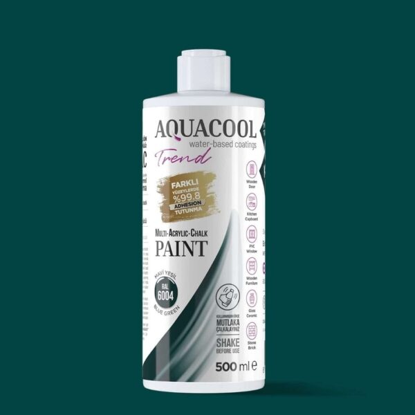 Su Bazlı Aquacool Trend MAC Boya RAL 6004 Mavi Yeşil renk seçeneği - 500 ml ambalajı