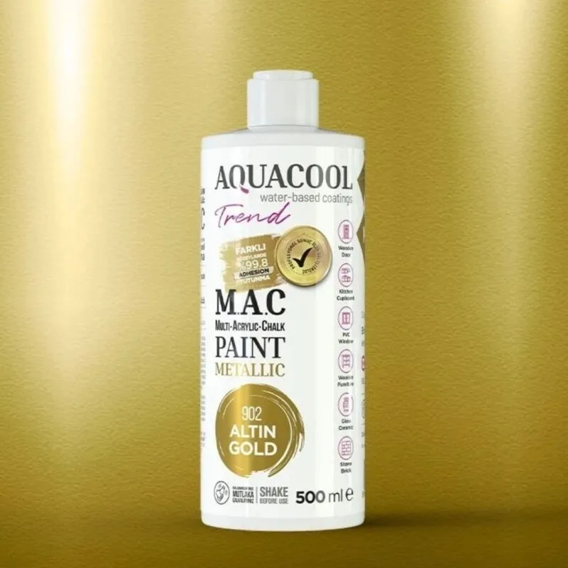 Aquacool Trend Metalik Boya 500ml - 902 Altın Gold