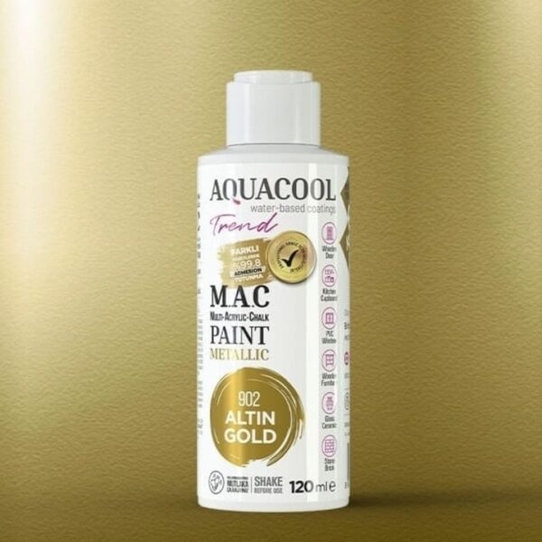 Aquacool Trend Metalik Boya 902 Altın 120ml