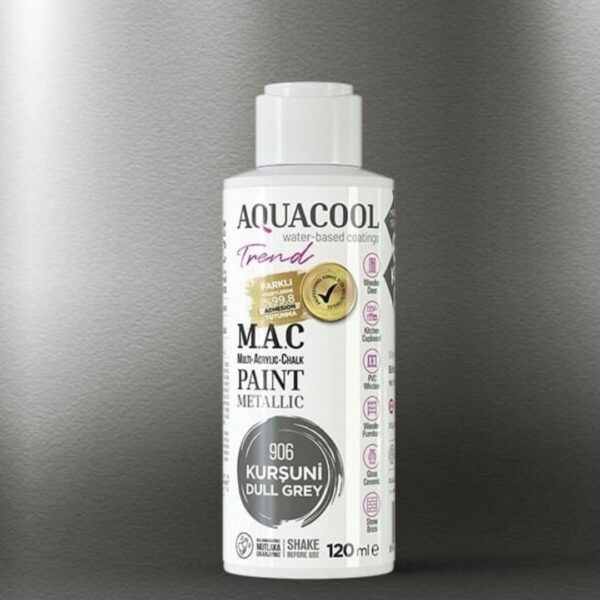 Aquacool Trend Metalik Boya 906 Kurşuni 120ml