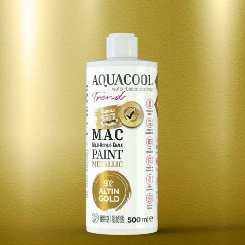 Aquacool Trend Metalik Boya 500ml 902 Altın
