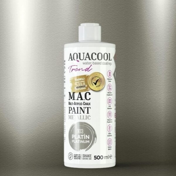 Aquacool Trend Metalik Boya 903 Platin 500ml