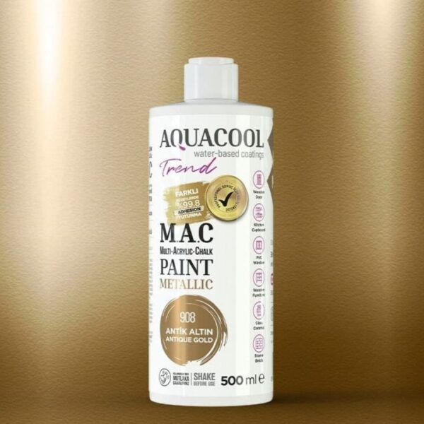 Aquacool Trend Metalik Boya 908 Antik Altın 500ml