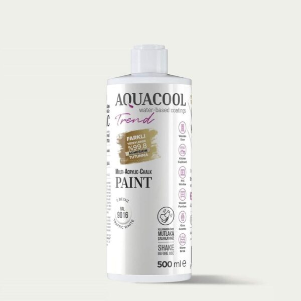 Aquacool Trend MAC Boya RAL 9016 Trafik Beyazı renk seçeneği - 500 ml ambalajı