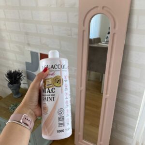 Aquacool 517 Somon boyası ile yenilenmiş somon pembe ahşap boy aynası fotoğrafı